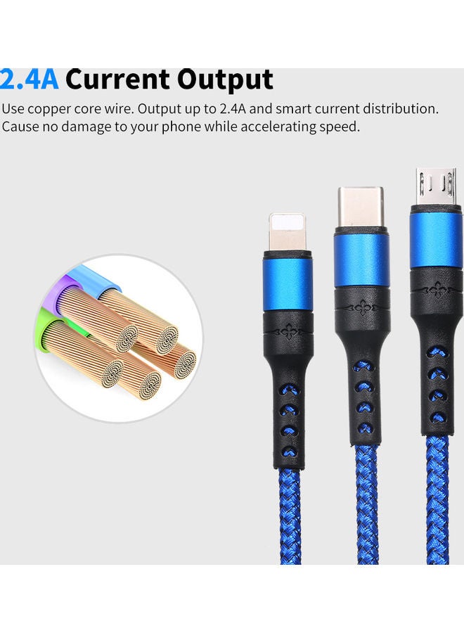 كابل شحن 3 في 1 بمنفذ مايكرو USB أسود - Image 4