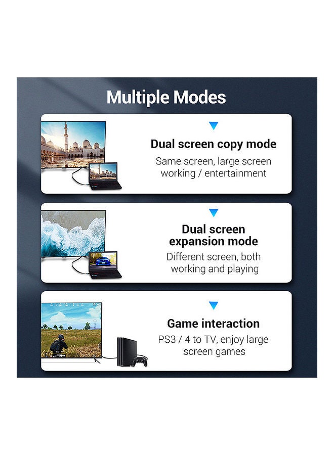 فينشن كابل HDMI مسطح أسود  - Image 4