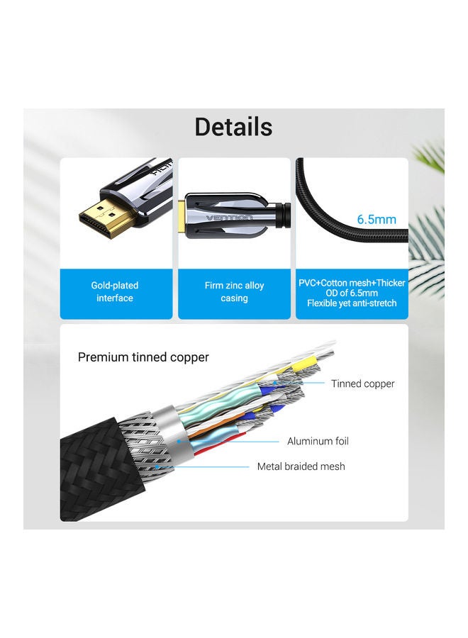 فينشن كابل HDMI 2.1 بدقة عالية الوضوح أسود - Image 3