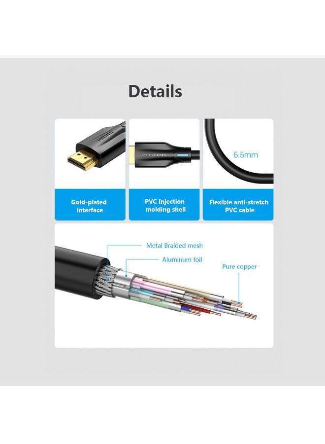 فينشن كابل HDMI 2.1 بدقة عالية الوضوح أسود  - Image 5