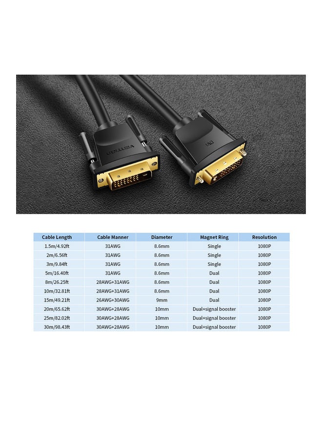 فينشن كابل تمديد DVI HD ذكر إلى ذكر أسود  - Image 2