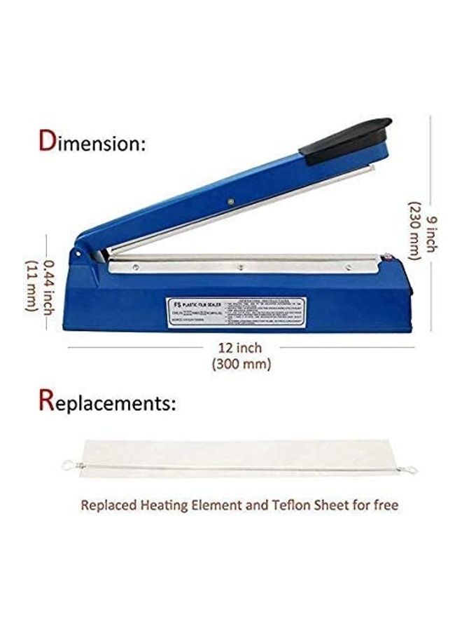 Generic - Manual Impulse Hand Sealer  With 2 Replacement Kit Blue 20centimeter - Image 1