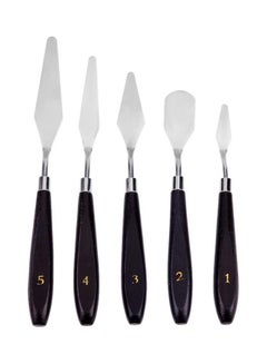 Generic 5-Piece Stainless Steel Spatula Set Silver/Brown  - Image 1