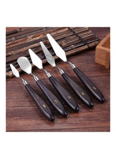 Generic 5-Piece Stainless Steel Spatula Set Silver/Brown  - Image 5