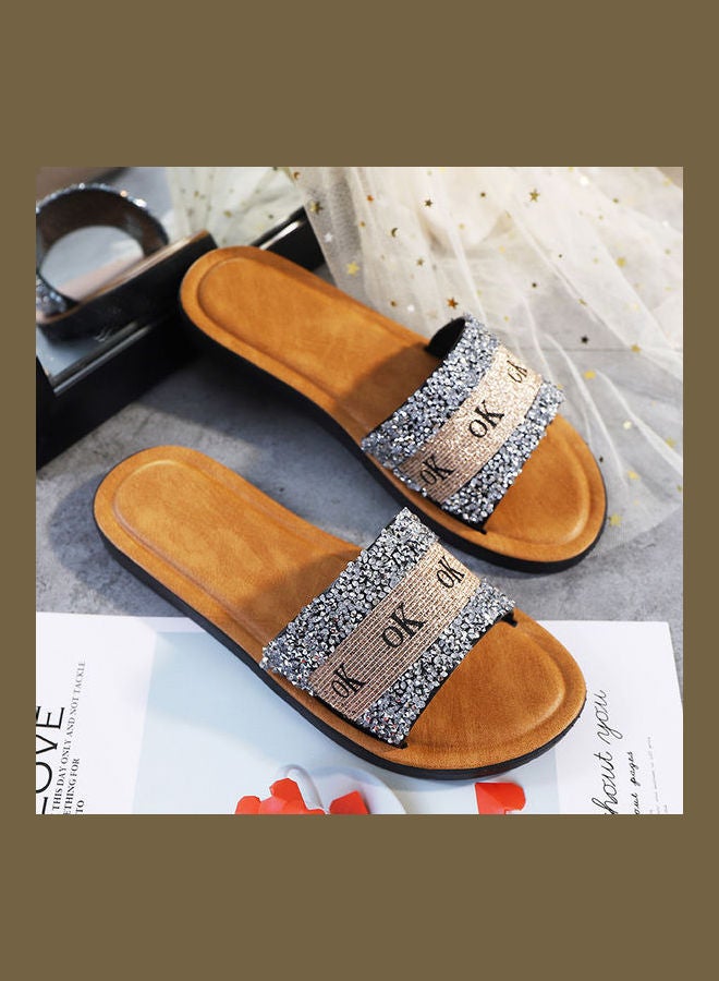 Lightweight Simple Grip Comfy Slippers Silver - Image 2