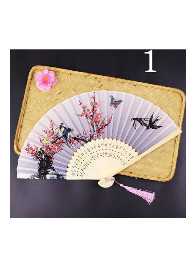 بيوينتي مروحة كلاسيكية بتصميم قابل للطي من الحرير أرجواني/ أسود/ أحمر - Image 1