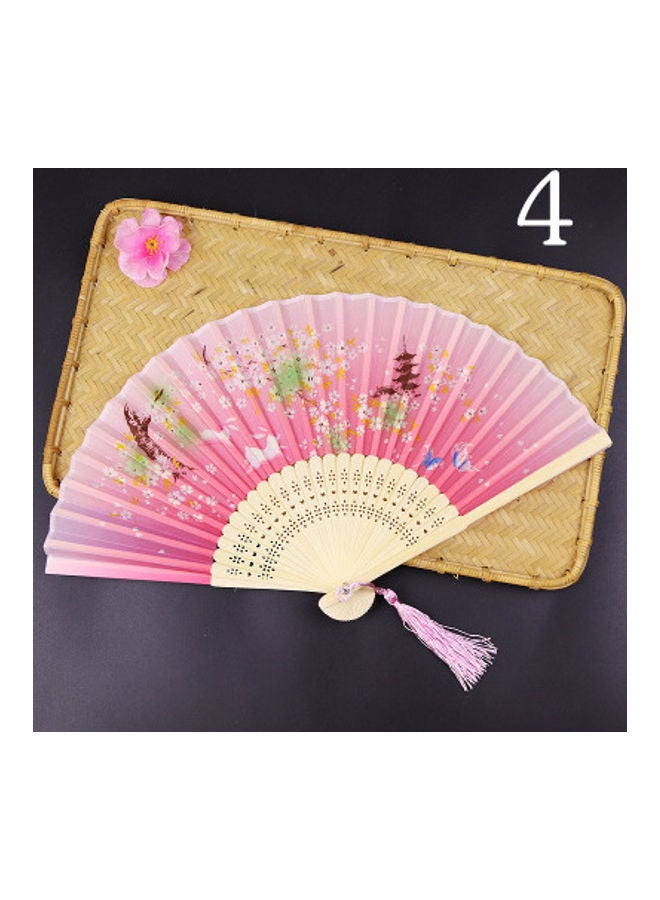 Beauenty Classical Folding Silk Fan Pink/Beige/Green - Image 1