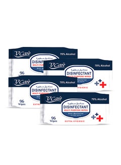 VCare Disinfectant Multipurpose Wipes 96 Sheets Pack Of 4 Blue  - Image 1