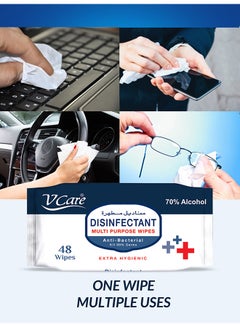 VCare Disinfectant Multipurpose Antibacterial Wipes 48 Pieces Pack of 6  - Image 3
