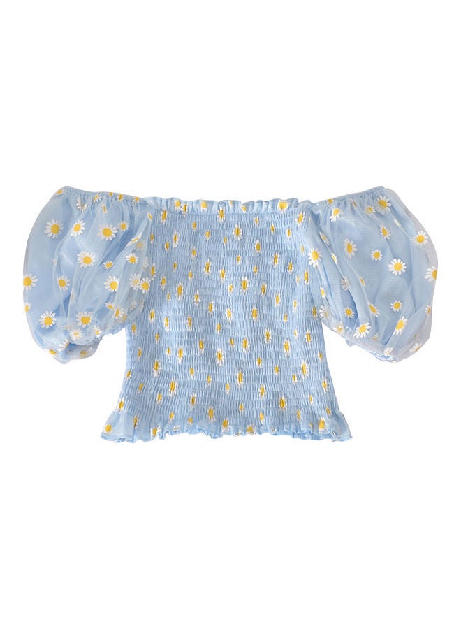 Printed Crop Top Blue - Image 1