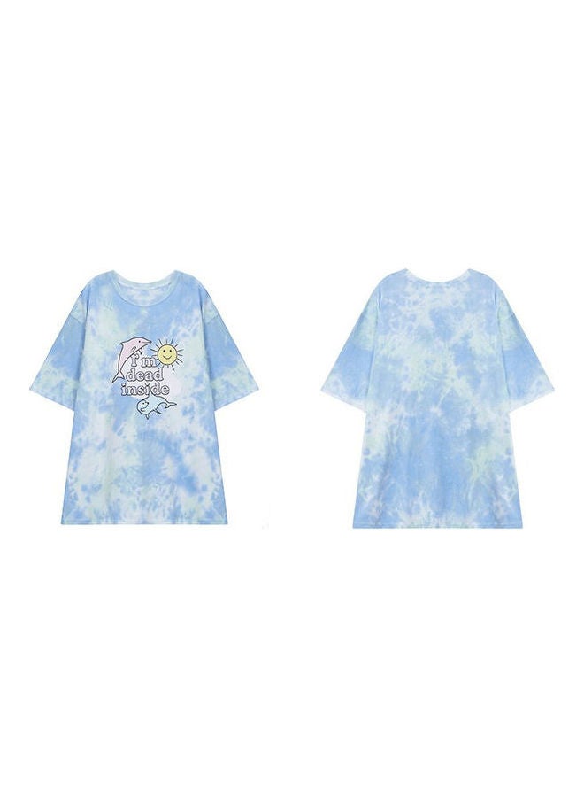 I'm Dead Printed T-Shirt Sky Blue - Image 2