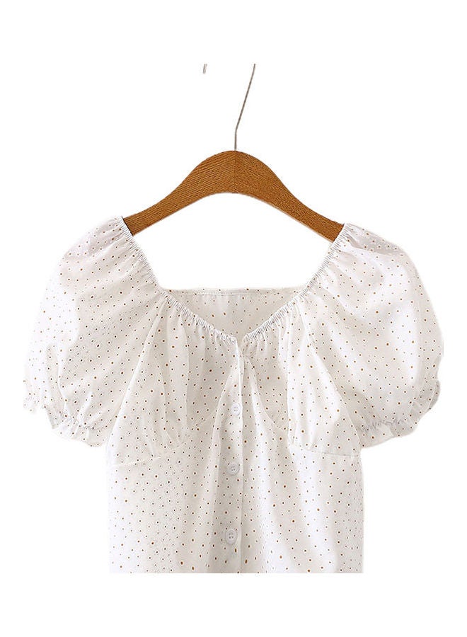 Women Ruffled Slim Fit Short Crop Top White