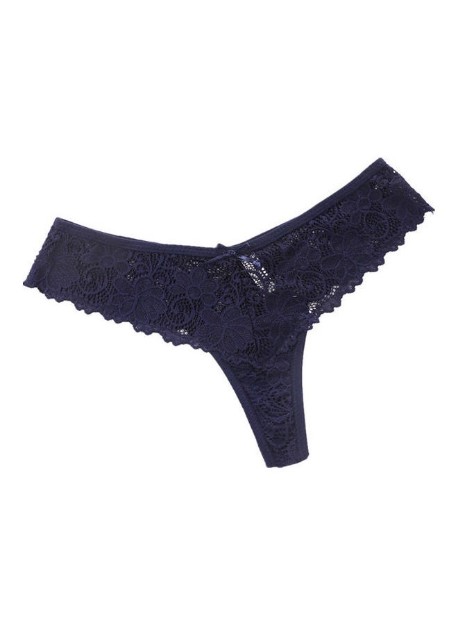 Generic - Lace Detail G-String Thong Dark Blue - Image 1