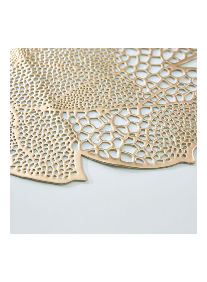 هوم بوكس لبادة صحون بتصميم ورقة شجر من كلوريد البولي فينيل - 42x43 سم ذهبي - Image 2