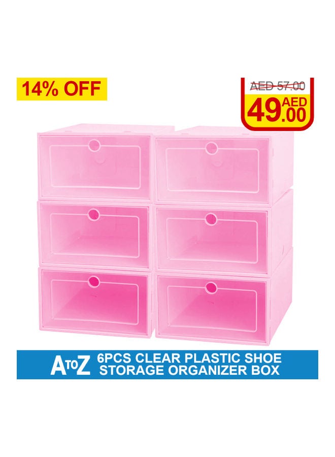 A TO Z 6-Piece Plastic Shoe Storage Box Set Multicolour 13*23*35cm  - Image 3