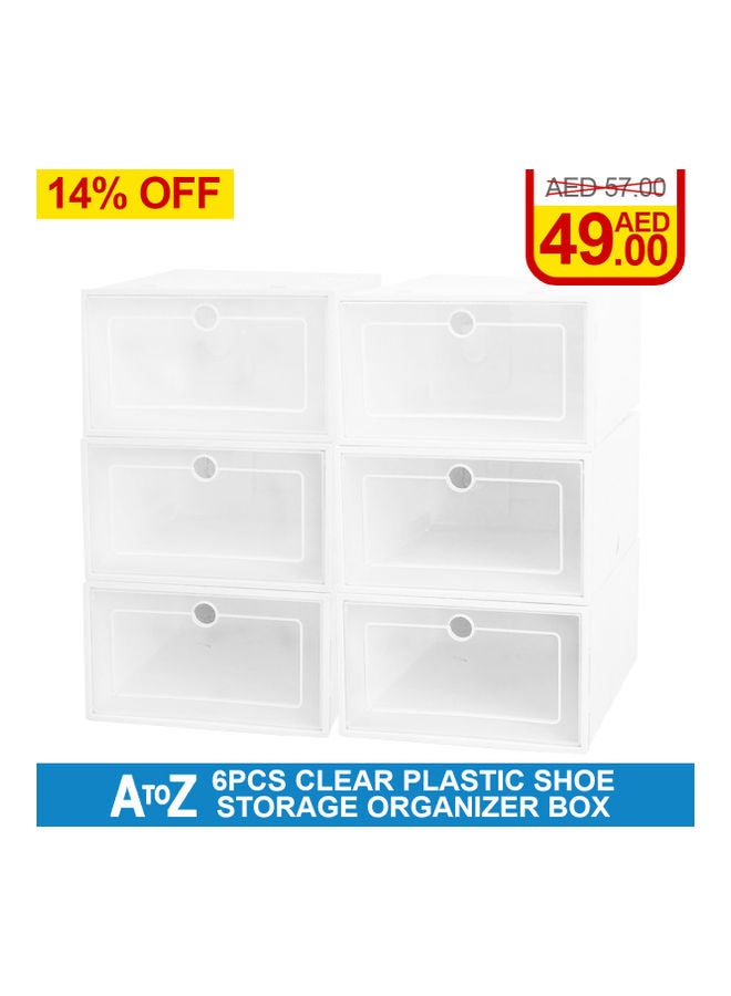 A TO Z 6-Piece Plastic Shoe Storage Box Set Multicolour 13*23*35cm  - Image 4
