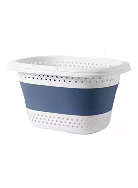 Foldable Laundry Basket Blue/White 50x39x24cm