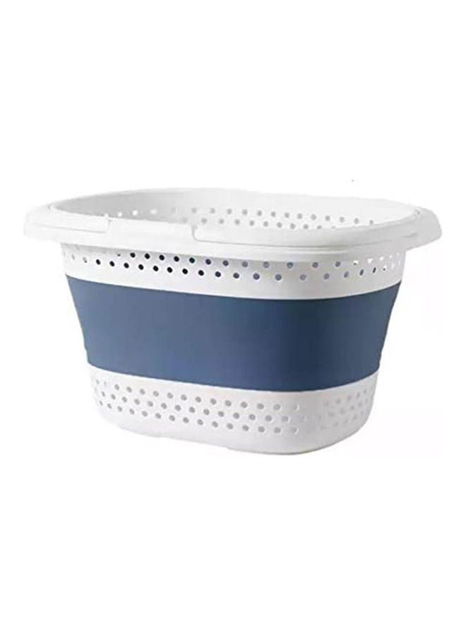 Generic Foldable Laundry Basket Blue/White 50x39x24cm  - Image 1