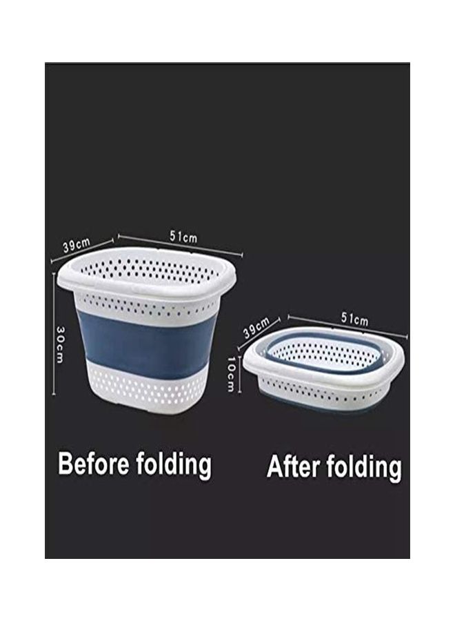 Generic Foldable Laundry Basket Blue/White 50x39x24cm  - Image 2