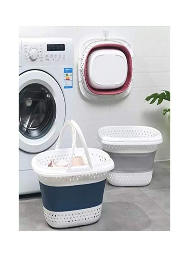 Generic Foldable Laundry Basket Blue/White 50x39x24cm  - Image 3