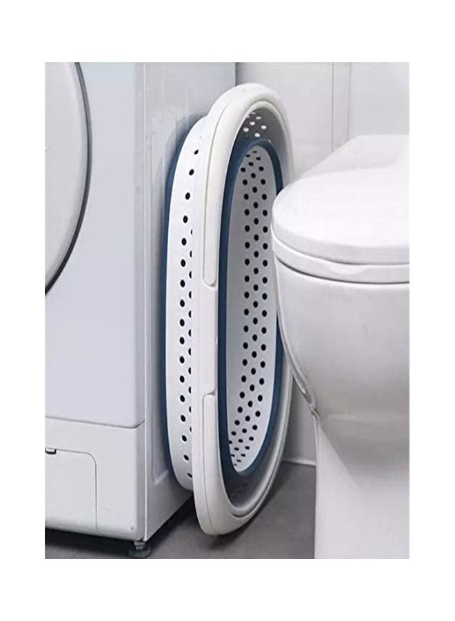 Generic Foldable Laundry Basket Blue/White 50x39x24cm  - Image 4