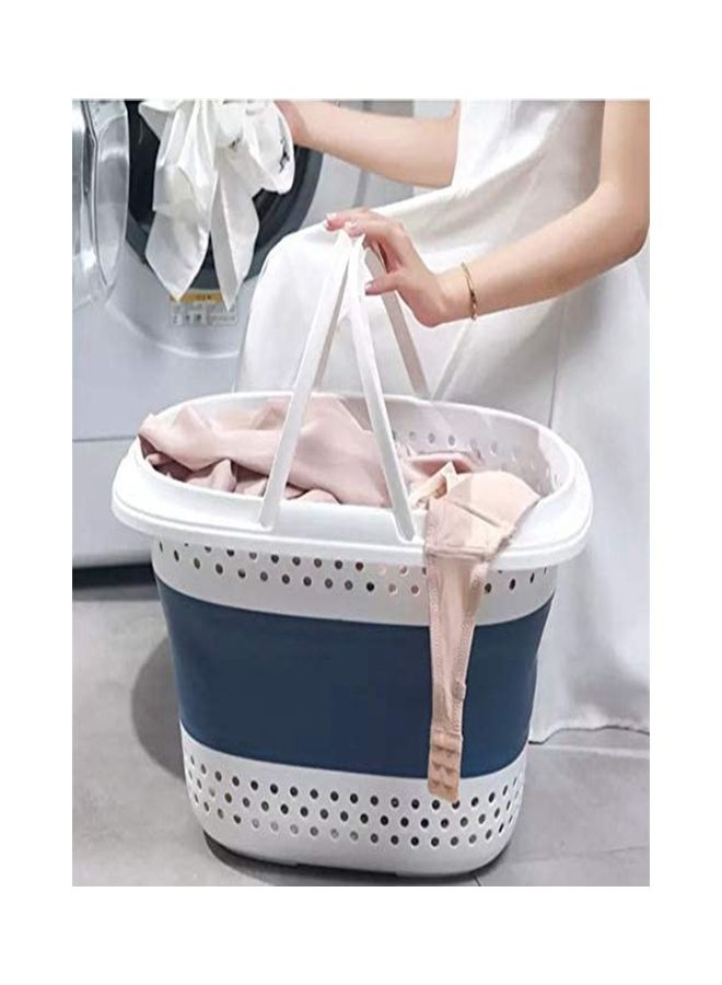 Generic Foldable Laundry Basket Blue/White 50x39x24cm  - Image 5