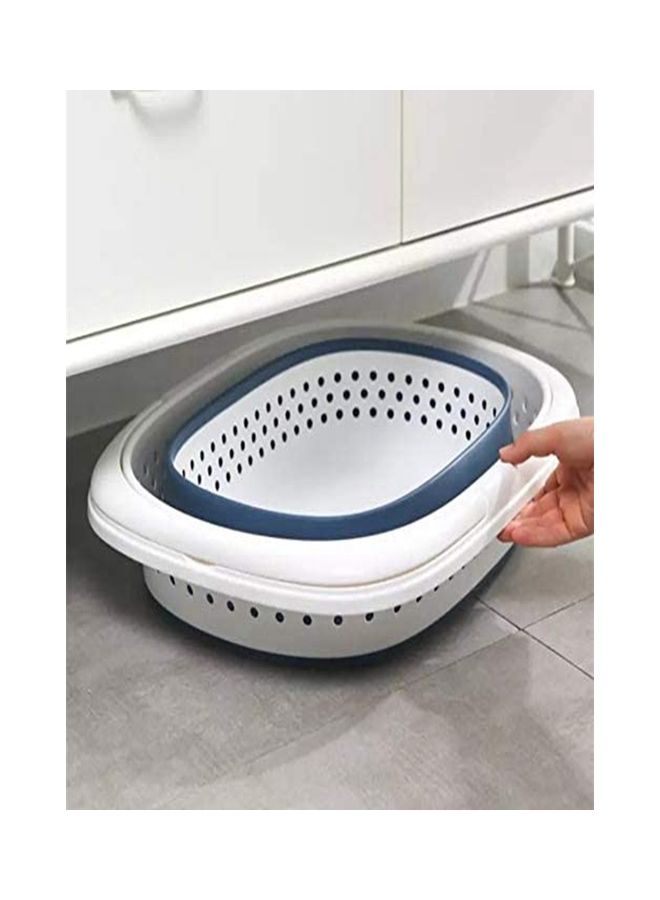 Foldable Laundry Basket Blue/White 50x39x24cm