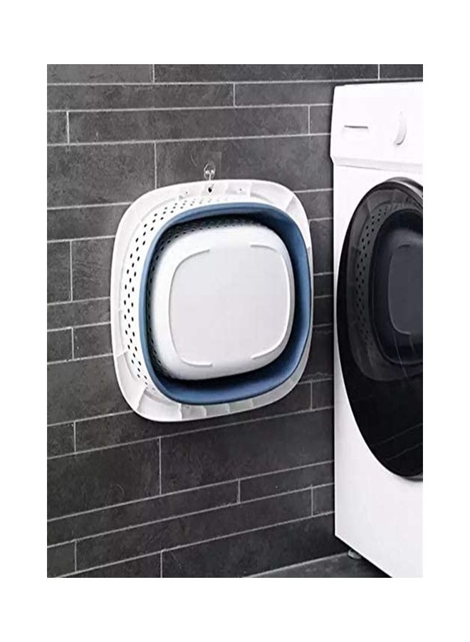 Foldable Laundry Basket Blue/White 50x39x24cm