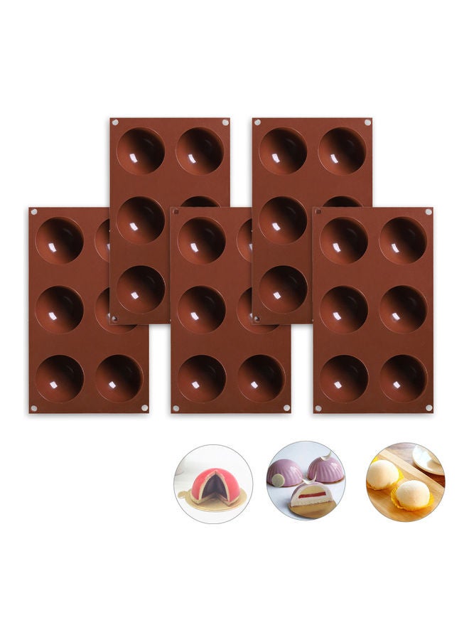 5-Piece 5 Holes Cake Mold Brown 29.50 x 5.00 x 17.50cm - Image 1