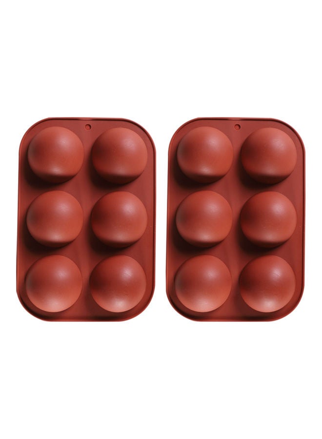 2-Piece 6 Holes Cake Mold Brown 5.2 x 19.5 x 13.2cm - Image 1