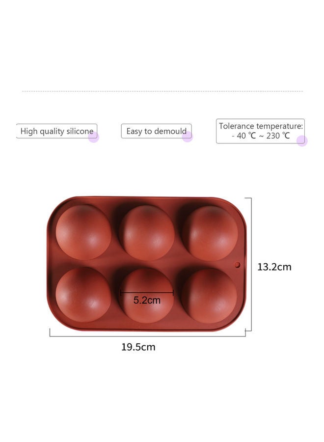 2-Piece 6 Holes Cake Mold Brown 5.2 x 19.5 x 13.2cm - Image 2