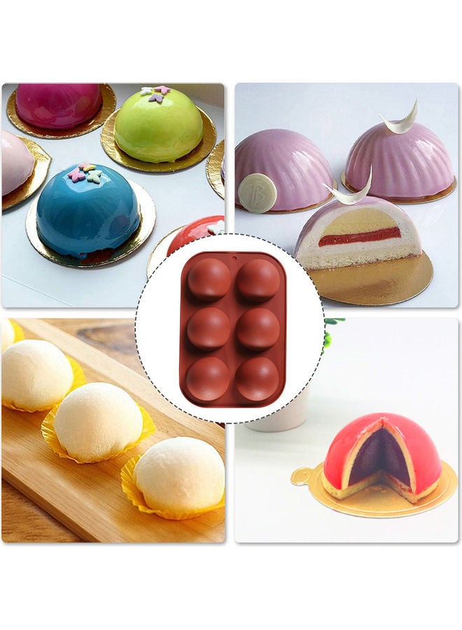 2-Piece 6 Holes Cake Mold Brown 5.2 x 19.5 x 13.2cm - Image 3