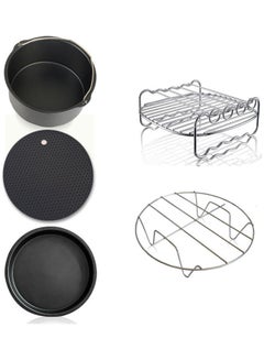5-Piece Carbon Steel Air Fryer Accessories Kit Black/Silver