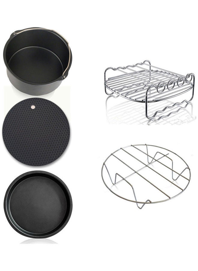 Generic - 5-Piece Carbon Steel Air Fryer Accessories Kit Black/Silver - Image 1
