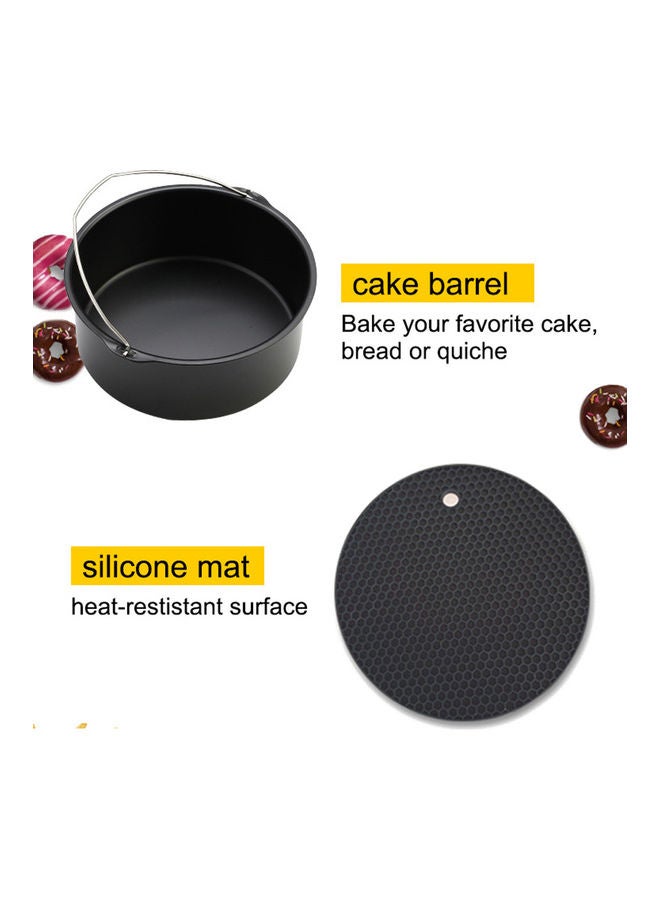 Generic - 5-Piece Carbon Steel Air Fryer Accessories Kit Black/Silver - Image 1