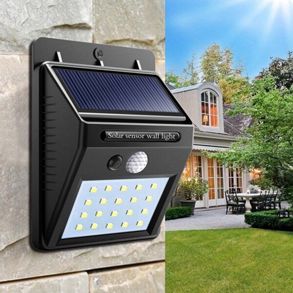360 Light - Solar Power LED Wall Light PIR Sensor + CD5 Night Sensor Outdoor Light Black/Grey 102x53x130mm - Image 1