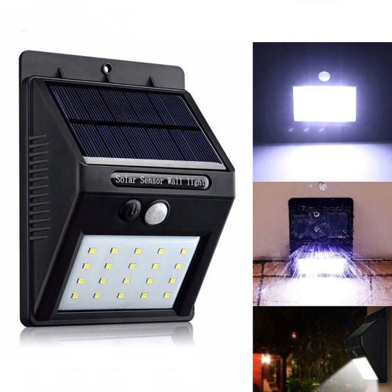 360 Light - Solar Power LED Wall Light PIR Sensor + CD5 Night Sensor Outdoor Light Black/Grey 102x53x130mm - Image 1