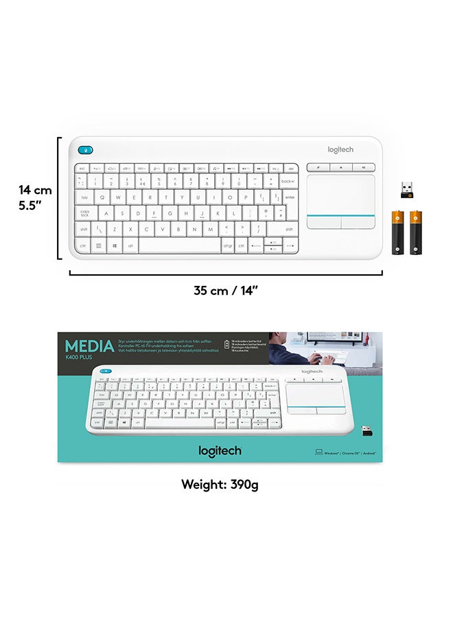 Logitech - K400 Plus Wireless Keyboard White - Image 1