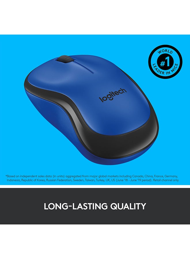Logitech - M220 Wireless Mouse, Silent Buttons, 2.4 GHz With USB Mini Receiver, 1000 DPI Optical Tracking, 18 Month Battery Life, Ambidextrous PC / Mac / Laptop Blue - Image 1