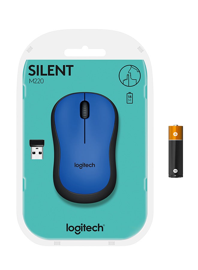Logitech - M220 Wireless Mouse, Silent Buttons, 2.4 GHz With USB Mini Receiver, 1000 DPI Optical Tracking, 18 Month Battery Life, Ambidextrous PC / Mac / Laptop Blue - Image 1