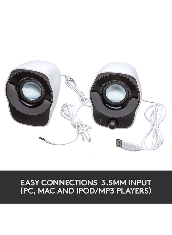 Logitech - Z120 Compact PC Stereo Speakers, 3.5mm Audio Input, USB Powered, Integrated Controls, Cable Management Solution, Computer/Smartphone/Tablet/Music Player White - Image 1