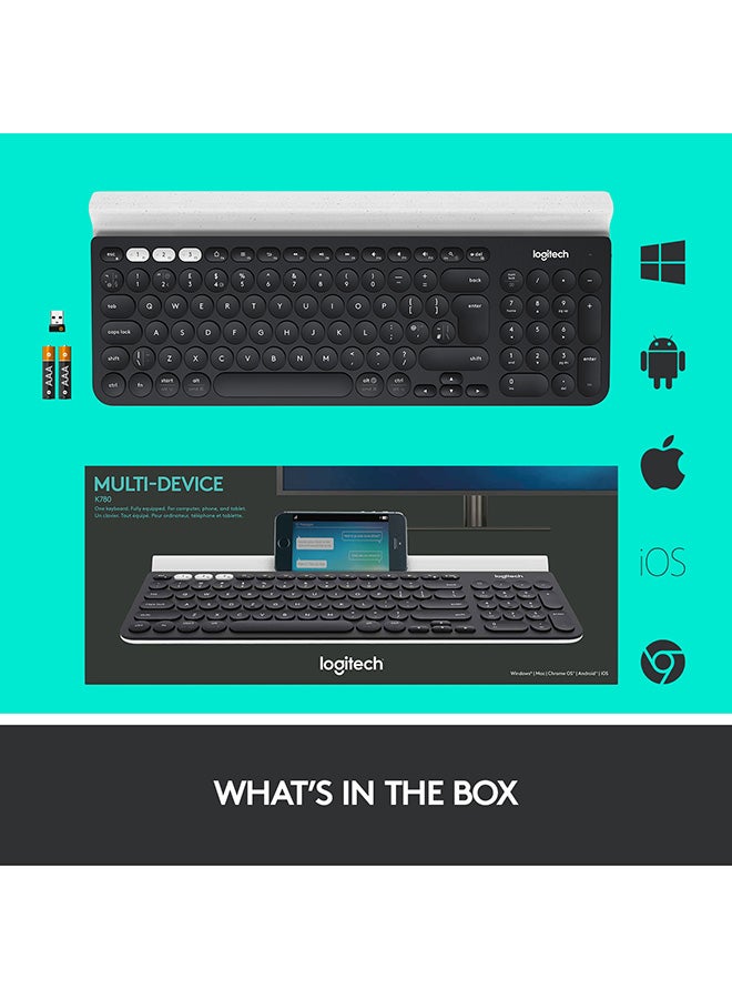 Logitech - K780 Multi-Device Wireless Keyboard 2.4GHz and Bluetooth Black - Image 1