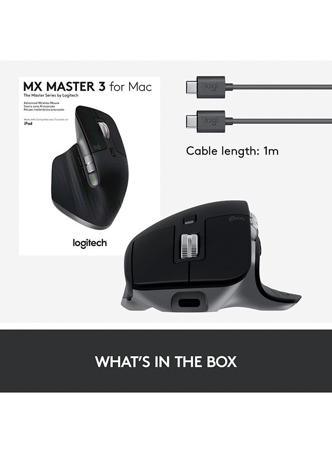Logitech - 500.0 mAh MX Master 3 – Advanced Wireless Mouse for Mac, Ultrafast Scrolling, Ergonomic Design, 4000 DPI, Customisation, Energy Saving USB-C, Bluetooth, Apple MacBook, iPad Compatible Black/Silver - Image 1