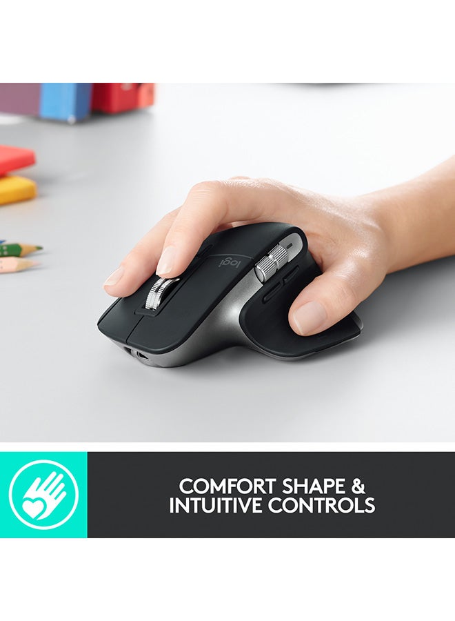 Logitech - 500.0 mAh MX Master 3 – Advanced Wireless Mouse for Mac, Ultrafast Scrolling, Ergonomic Design, 4000 DPI, Customisation, Energy Saving USB-C, Bluetooth, Apple MacBook, iPad Compatible Black/Silver - Image 1