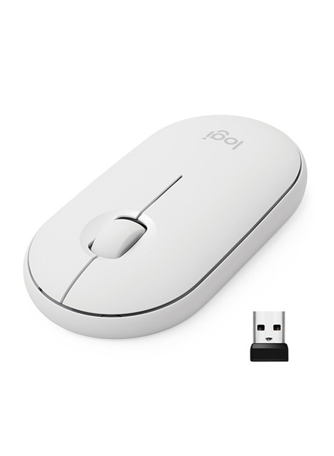 Logitech - M350 Pebble Wireless Mouse, Bluetooth or 2.4 GHz With USB Mini-Receiver, Silent, Slim Computer Mouse With Quiet Click for Laptop/Notebook/PC/Mac White - Image 1