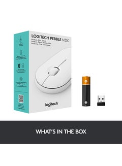 Logitech M350 Pebble Wireless Mouse, Bluetooth or 2.4 GHz With USB Mini-Receiver, Silent, Slim Computer Mouse With Quiet Click for Laptop/Notebook/PC/Mac White  - Image 2