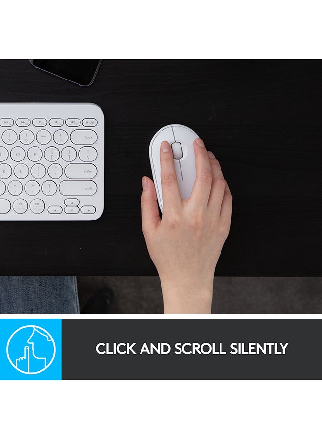 Logitech - M350 Pebble Wireless Mouse, Bluetooth or 2.4 GHz With USB Mini-Receiver, Silent, Slim Computer Mouse With Quiet Click for Laptop/Notebook/PC/Mac White - Image 1
