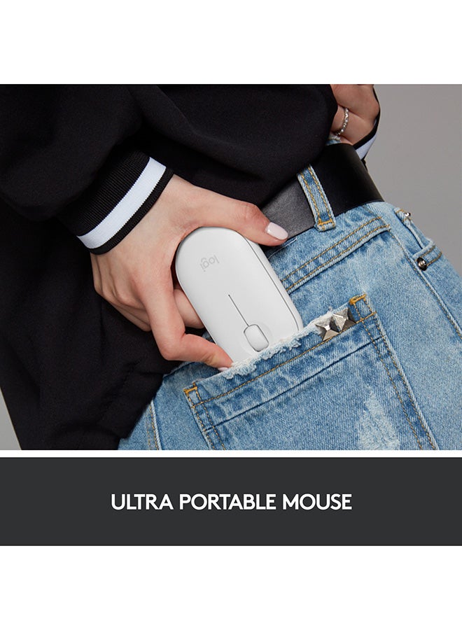 Logitech - M350 Pebble Wireless Mouse, Bluetooth or 2.4 GHz With USB Mini-Receiver, Silent, Slim Computer Mouse With Quiet Click for Laptop/Notebook/PC/Mac White - Image 1