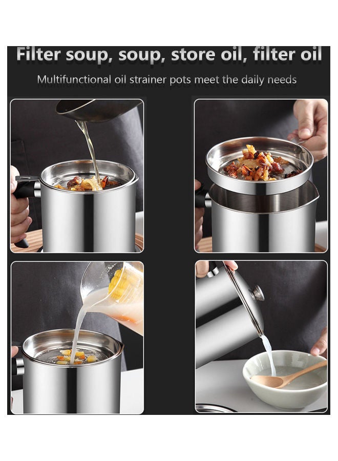 حاوية لتخزين الزيت مزوّدة بشبكة دقيقة فضي 17.00 x 14.50 x 16.50سم - Image 3