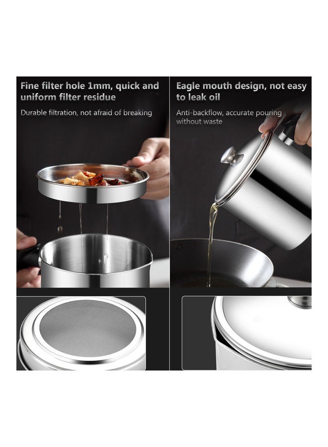 حاوية لتخزين الزيت مزوّدة بشبكة دقيقة فضي 17.00 x 14.50 x 16.50سم - Image 4